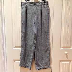Lands' End High Rise Blue Linen Pants, Size 10